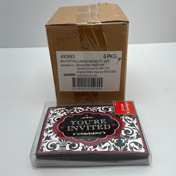 Joy Elegant Black White Holiday Cocktail Party Deluxe Invitations Card 6PKG - Picture 1 of 9